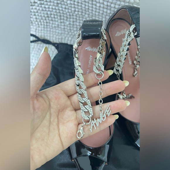 Amina Muaddi Patent Leather Flacko Sandals 95 - Picture 6 of 9